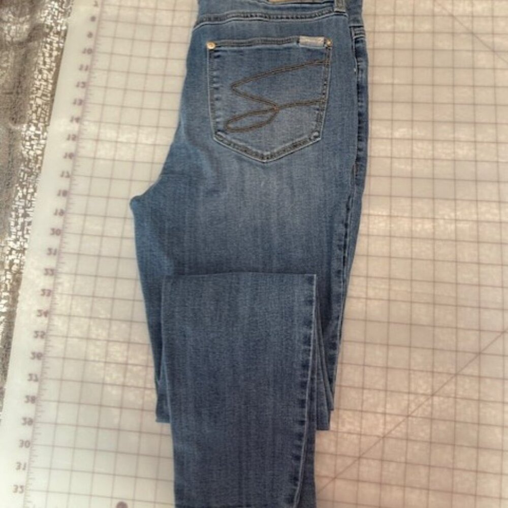 WOMEN’S JEANS SEVEN 7 DENIM MED WASH BLUE SIZE 12, SKINNY ANKLE LENGTH